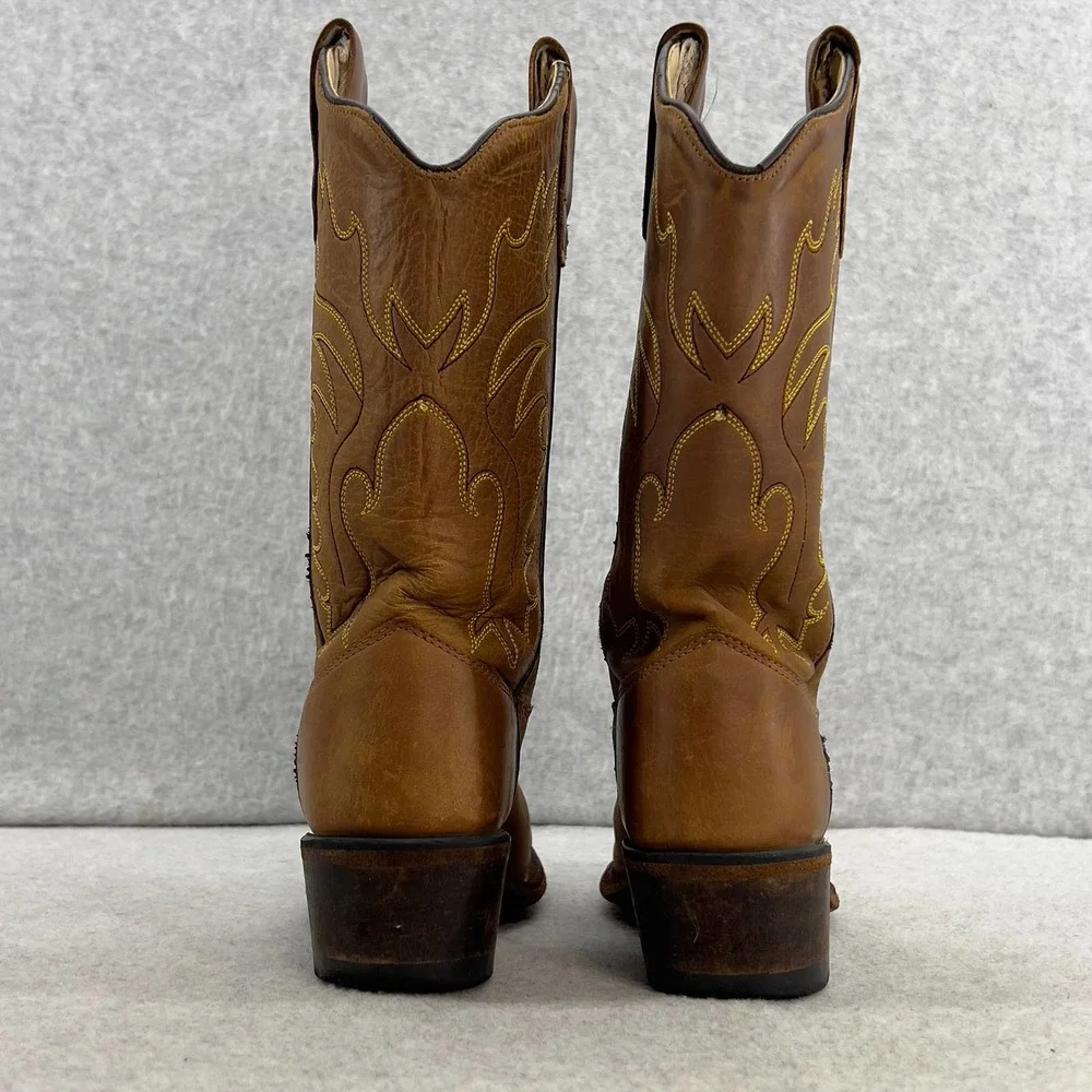 Old West Brown Leather Kids Cowboy Boots